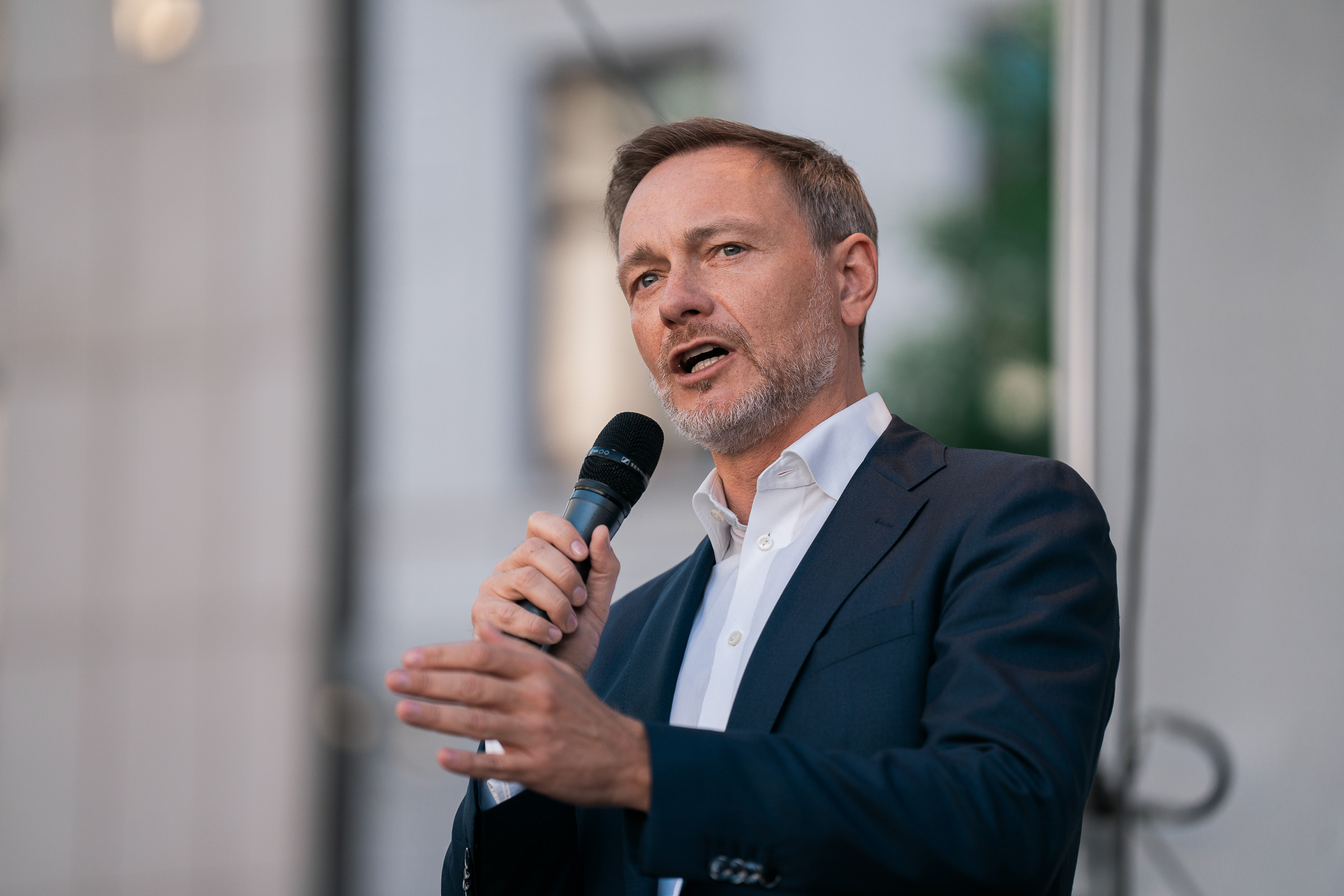 Christian Lindner beim Wahlkampfauftakt in Hamburg 2024. 