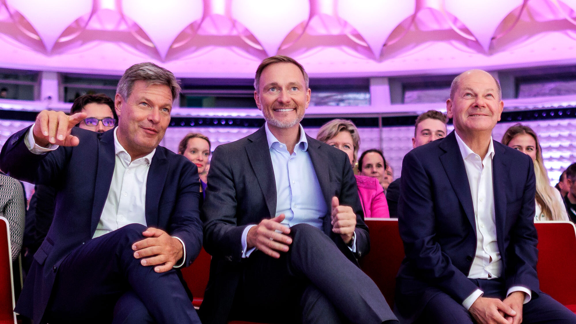 Lindner, Scholz und Habeck auf dem Startup-Summit. 