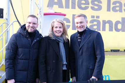 Zyon Braun, Linda Teuteberg und Christian Lindner.