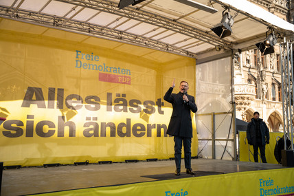 Christian Lindner auf der Bühne in München. 