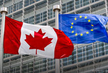 Flaggen von Kanada und Europa