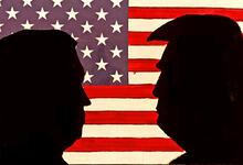 US-Flagge, Joe Biden, Donald Trump